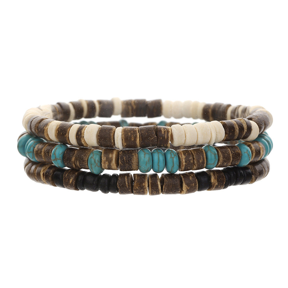Wholesale simple turquoise wooden bead bracelet